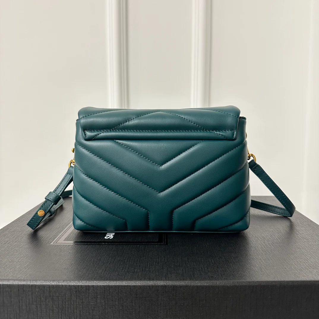 Сумка через плечо YSL Louou 20 см из джинсовой ткани - озерно-голубая.