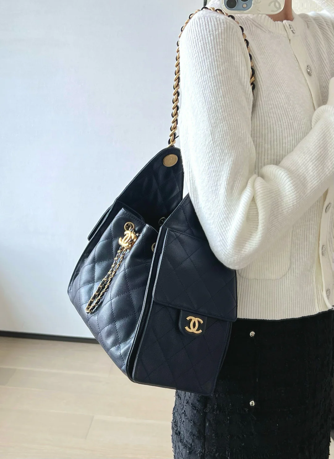 Chanel - 2???? - Хиппи???? Маленький - Темно-синий - Золотая пряжка