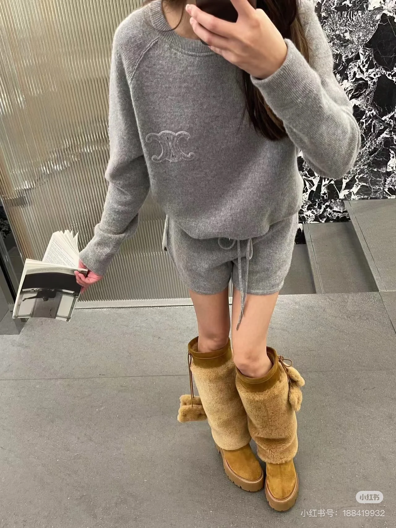 Шерстяные высокие сапоги Celine 2024 — кофейно-коричневый