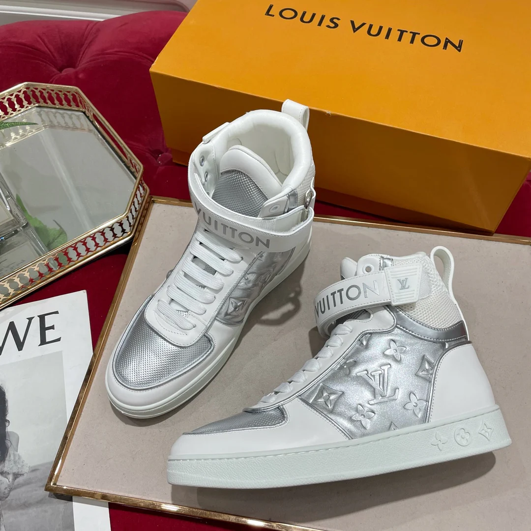 Обувь LV - кроссовки LV - высокие - повседневная обувь - серебристый