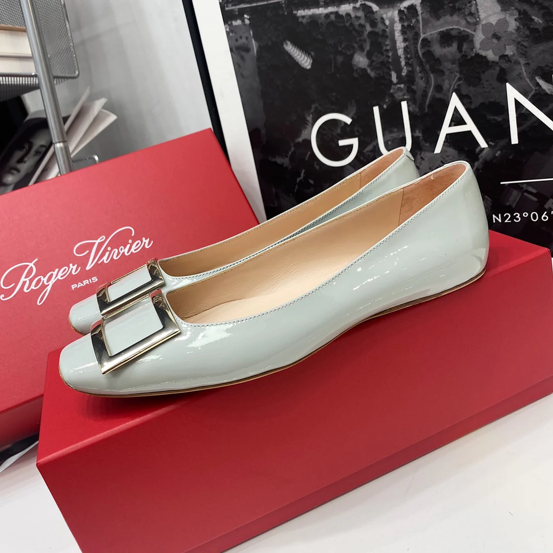 Ботинки RV с плоской подошвой и квадратным носком - светло-голубые