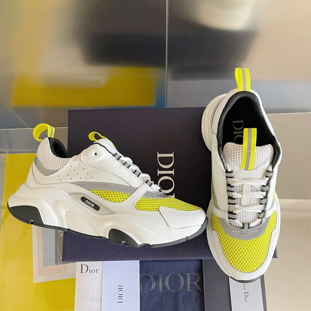 Кроссовки Dior серии B22 — повседневные — бело-желтые