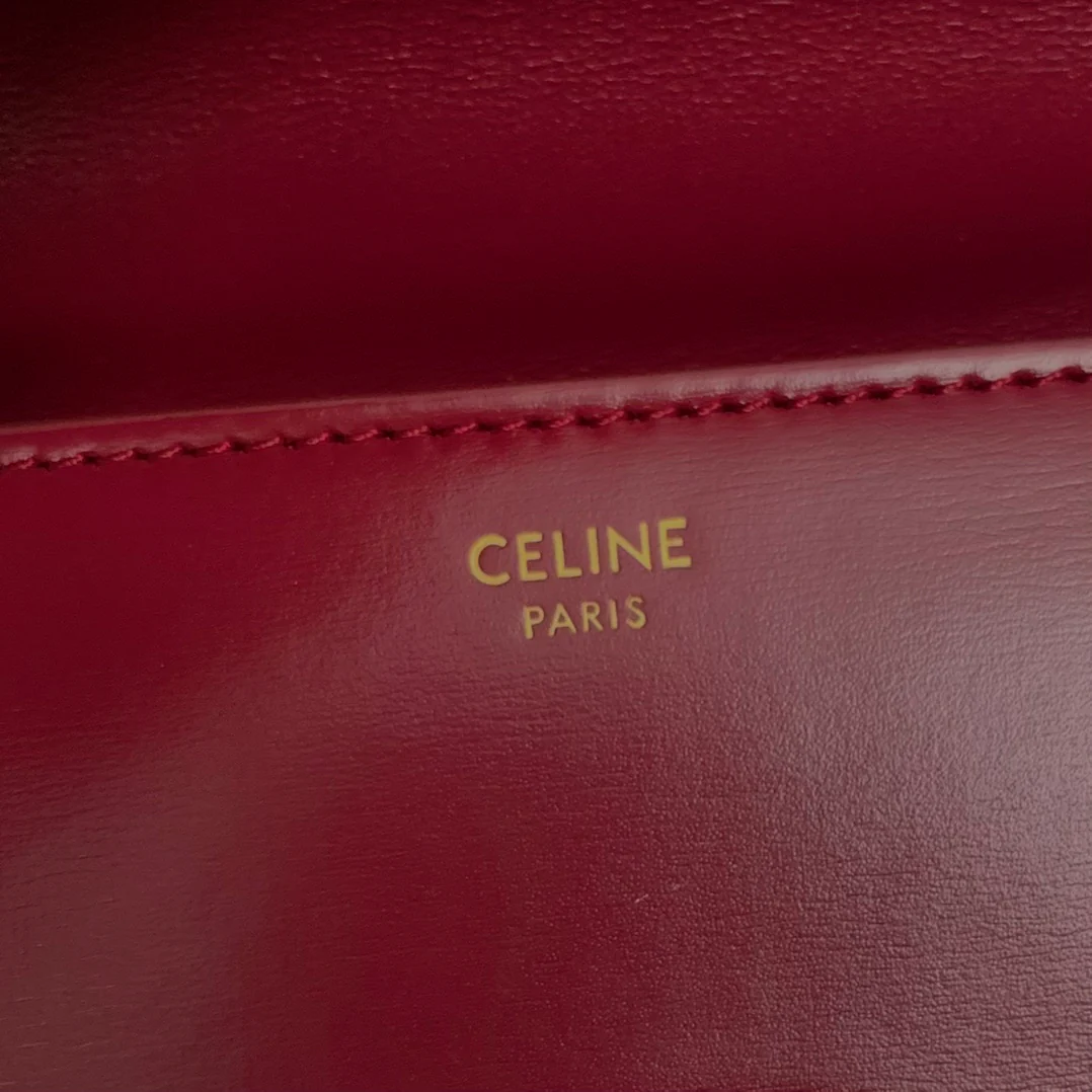 Celine - Кожаная сумка с пряжкой и цепочкой - Подмышечная сумка - Фиолетово-красная