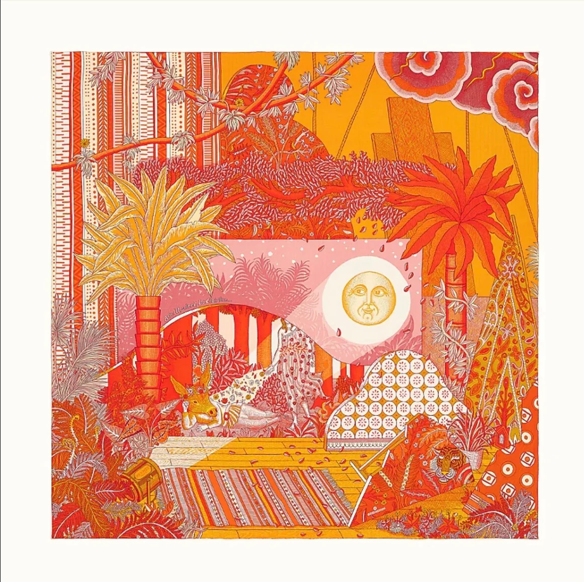 Шелково-кашемировый шарф Hermes ?Сон в летнюю ночь?, 140