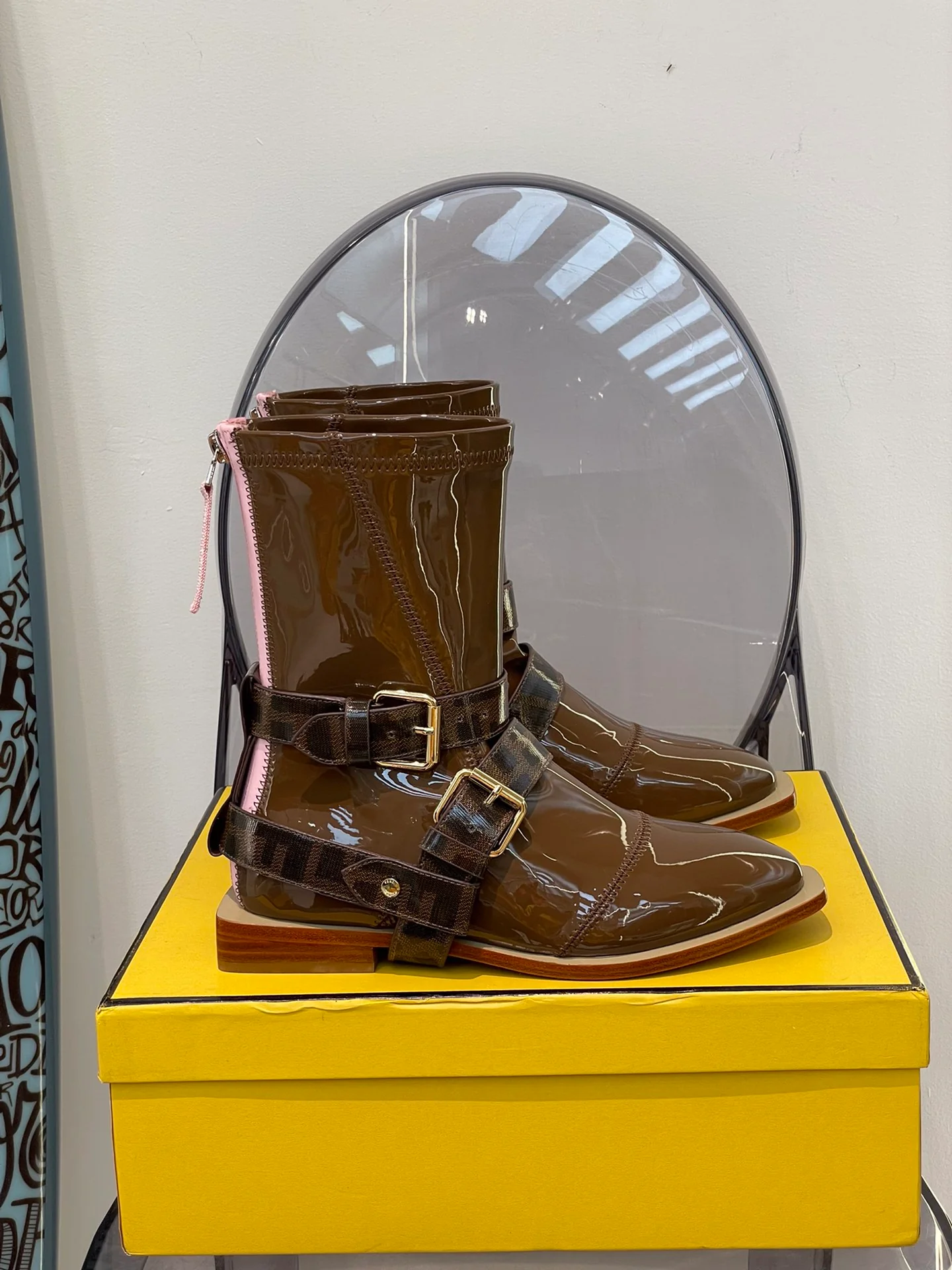 Fendi - Стильные - Британский стиль - Модные ботинки - Коричневые