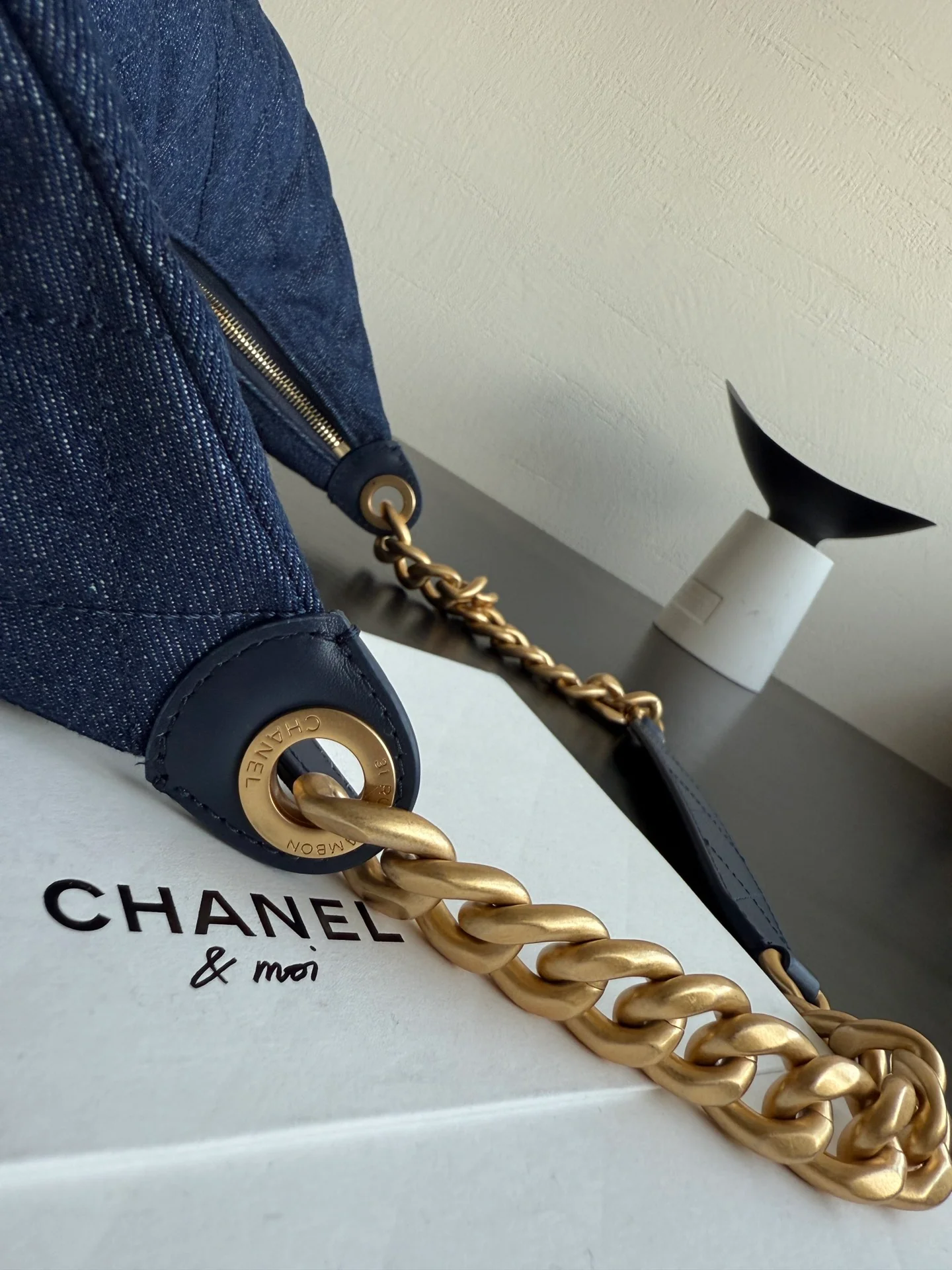 Chanel 25 Chobo Denim Small - Темно-синий