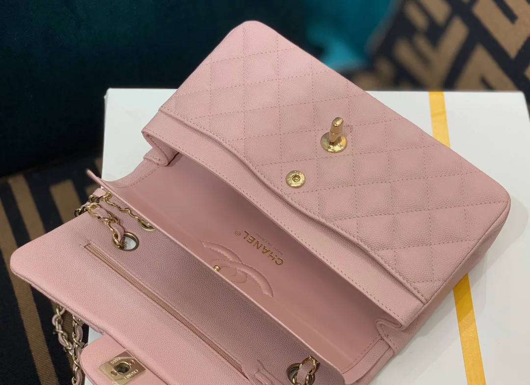 Chanel - Маленькая сумка из коричневой кожи - CF - Розовая - 23 см