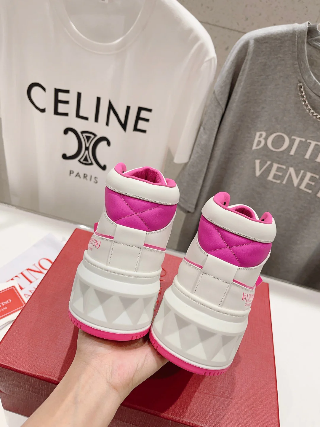 Кроссовки Valentino One Stud XL High-Top - унисекс - розовые