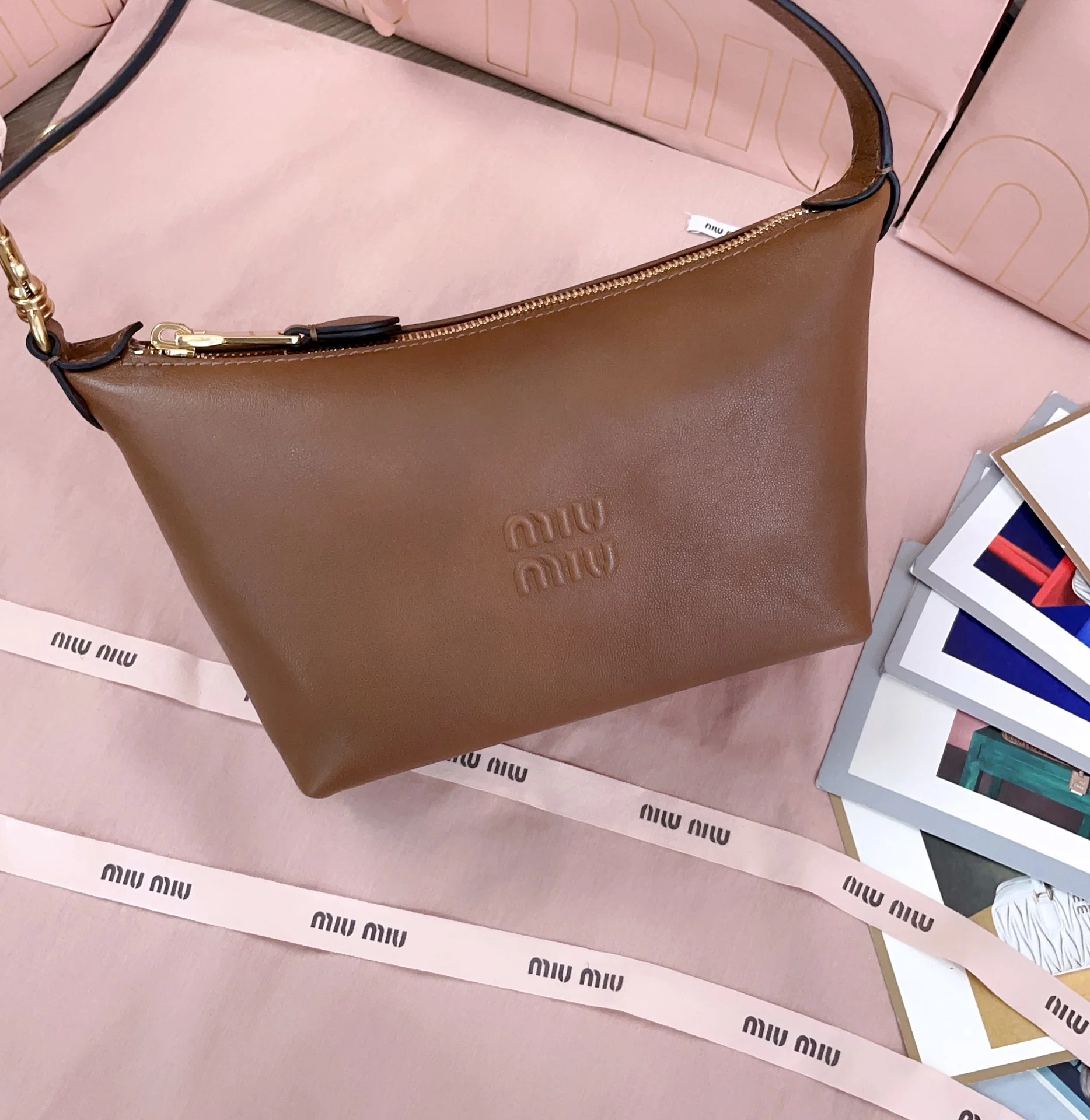 Miu Miu-5ne841 - Сумка для ланча из овечьей кожи - Коричневая