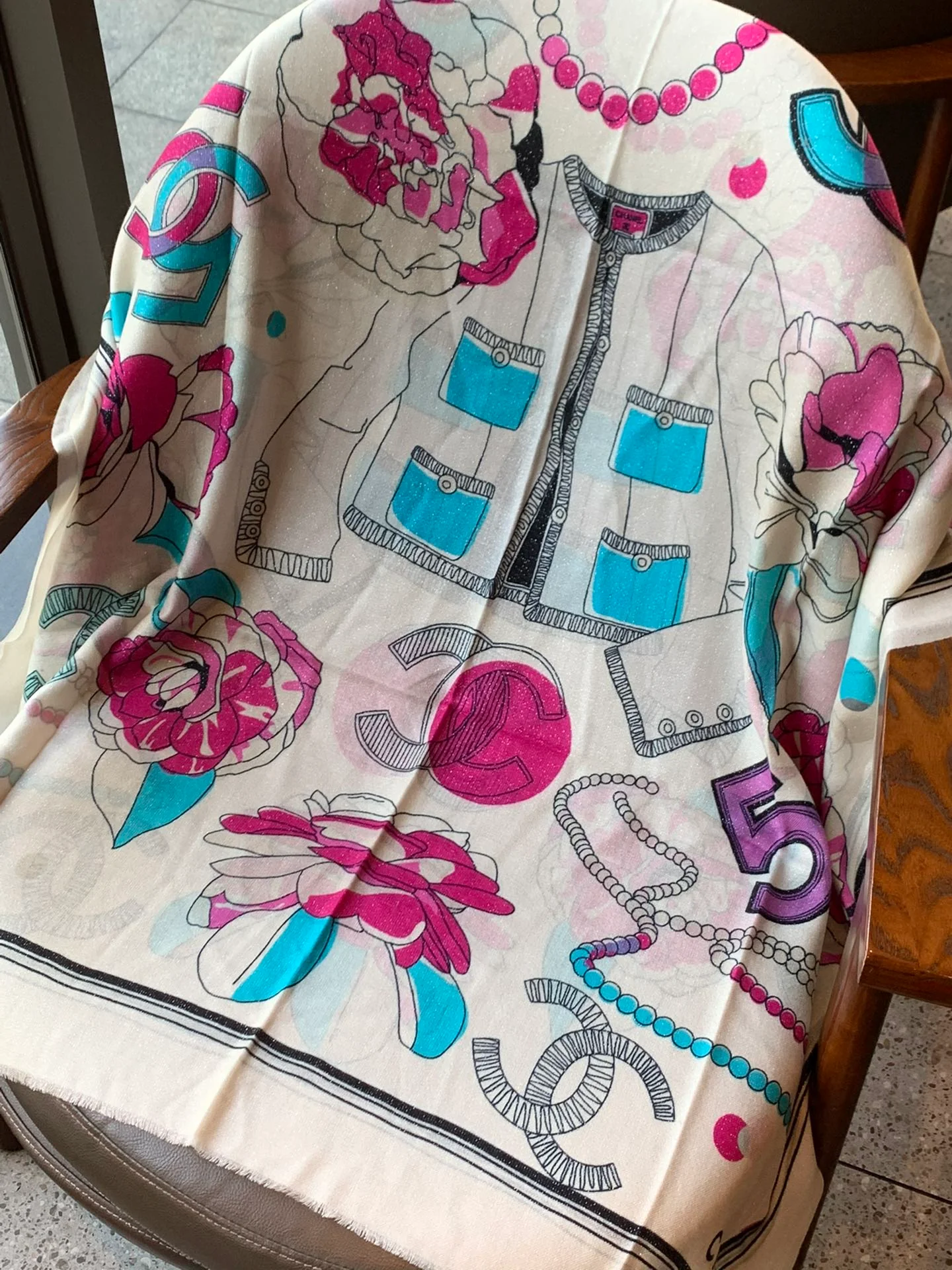 Chanel - Длинный шарф для девочек - 110-200 см - 100% высококачественный кашемир - белый