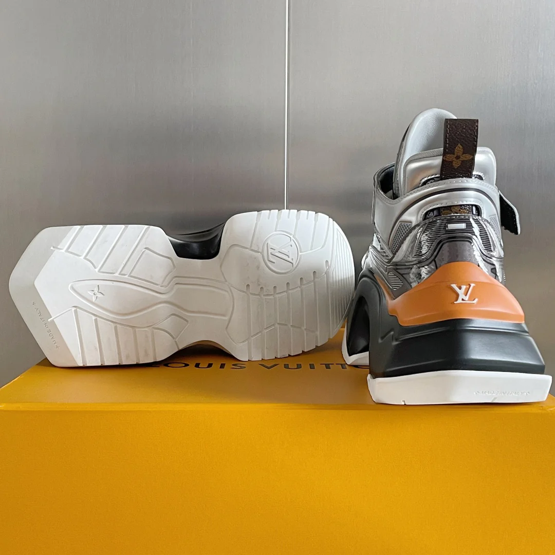Новинка LV 2023 года - Серия Archlight 2-0 на платформе - Кроссовки/?папины кроссовки? - Серебристые/Черные на липучках