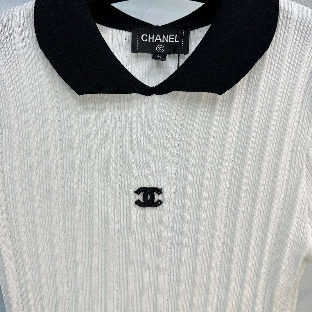 Chanel 2404 Весна/Лето Новинка Изысканный, похожий на фею короткий топ из пряжи - Белый