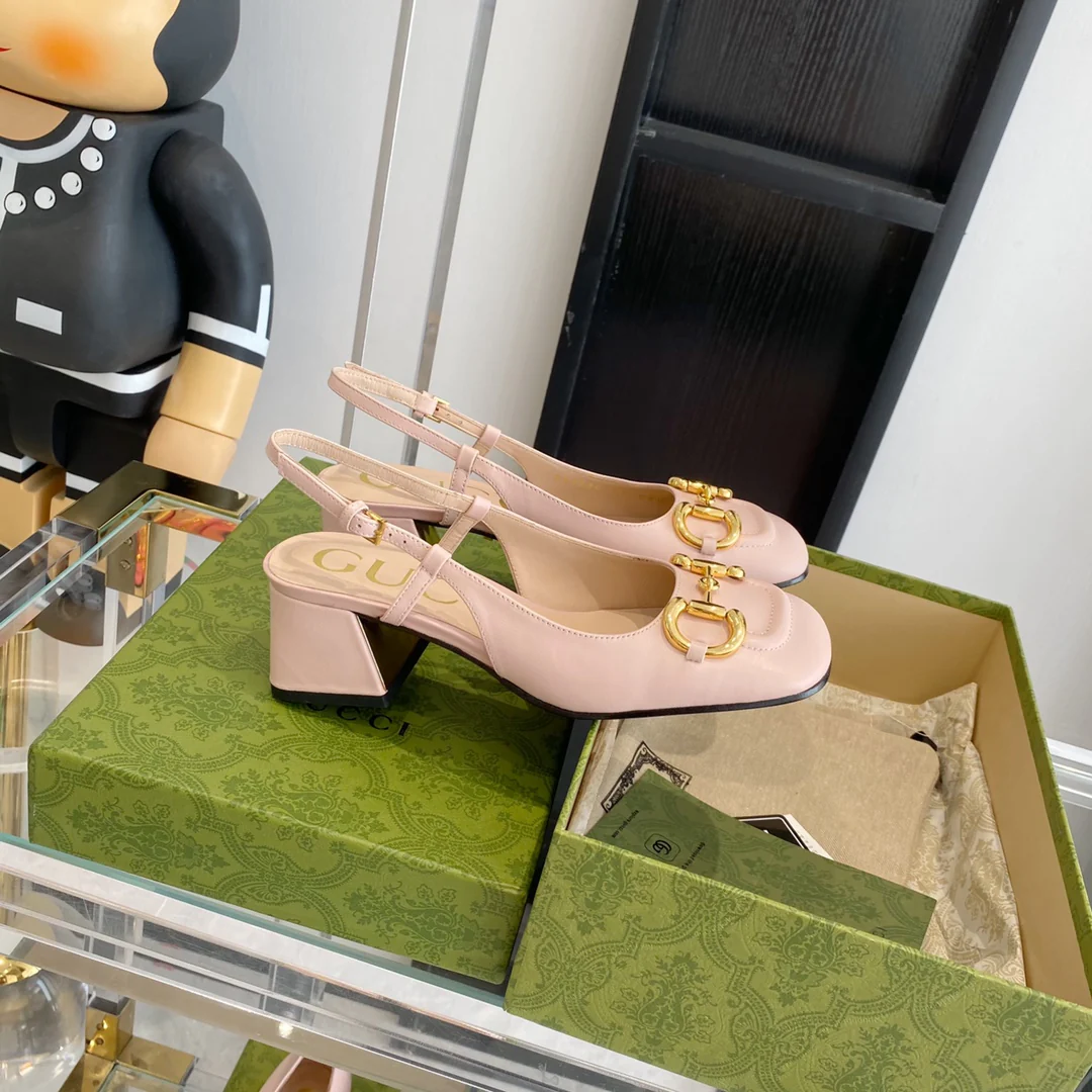 Сандалии Gucci в стиле ретро с квадратным носком и массивным каблуком - 1