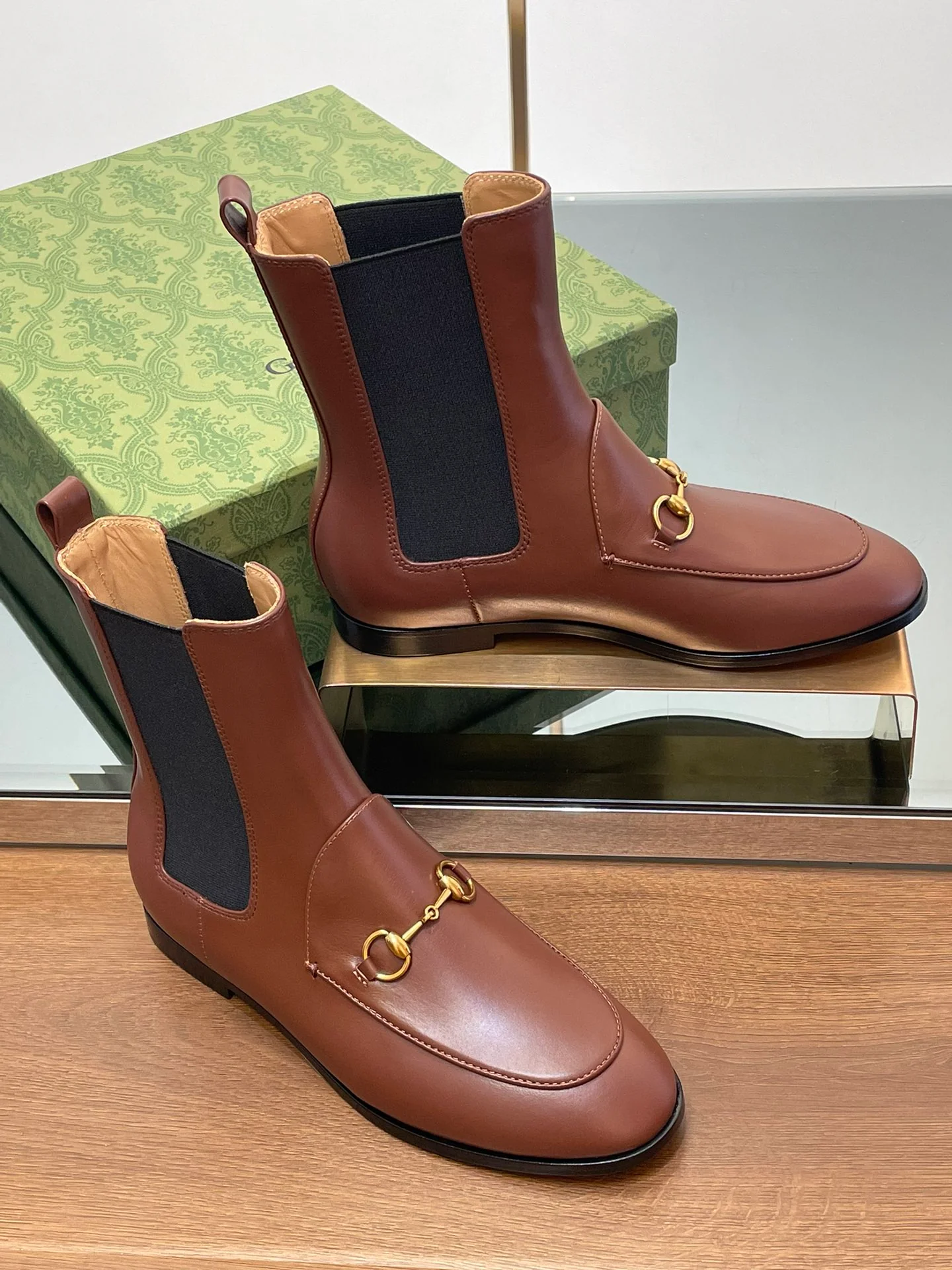 Кожаные сапоги для верховой езды Gucci 2024 - Кофейно-коричневые