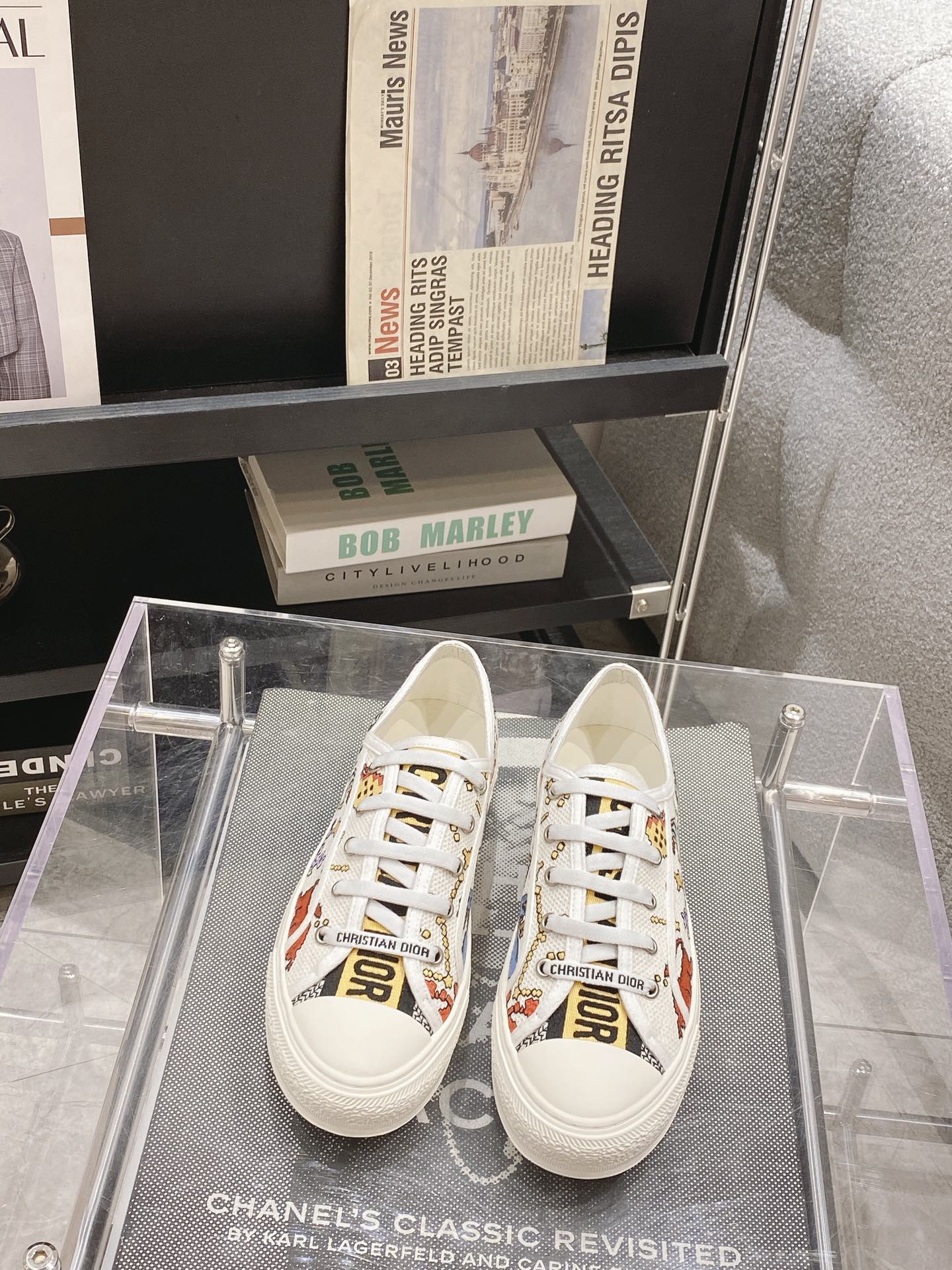 Повседневные балетки Dior Canvas Collection с вышитым каблуком - 3