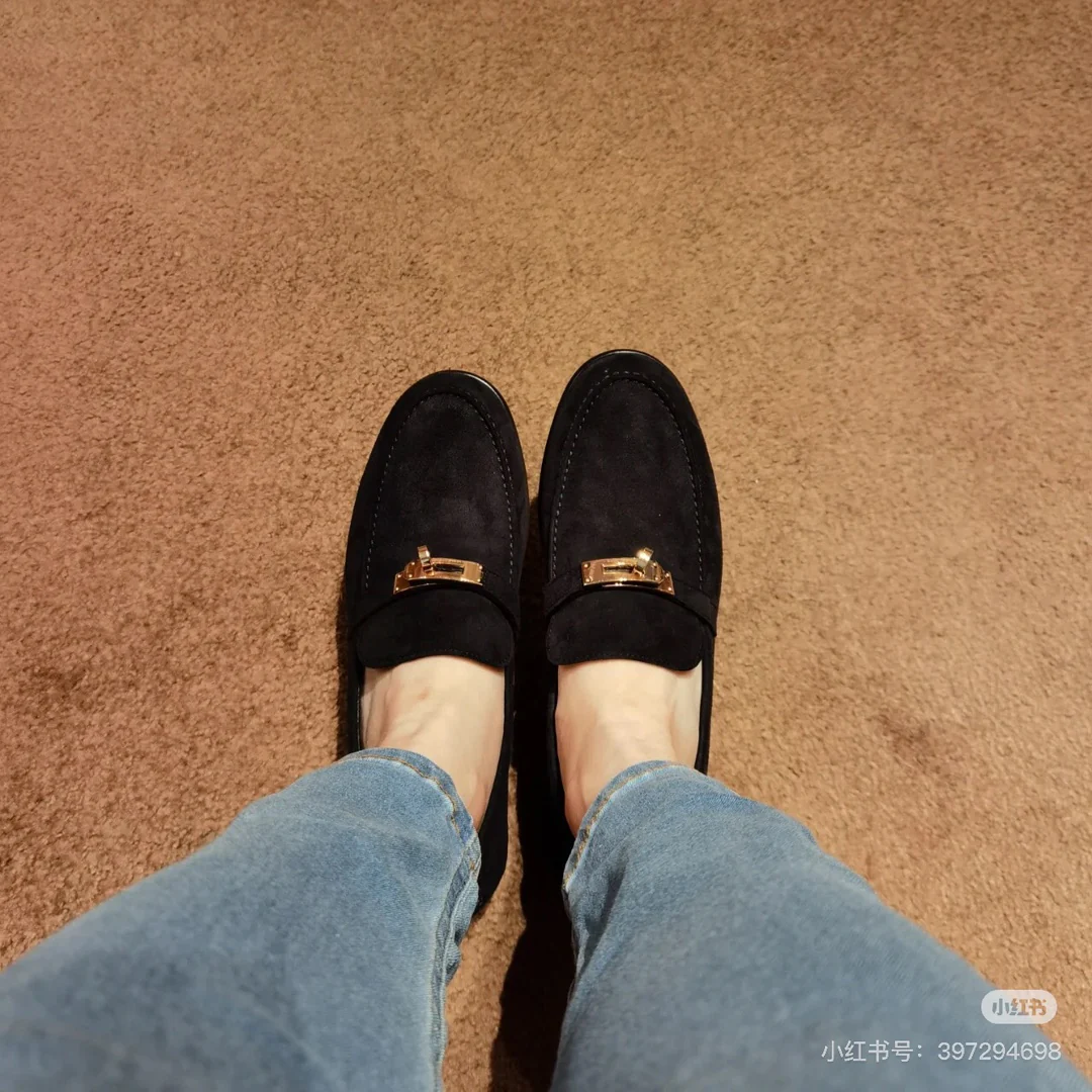 Лоферы Hermes Kelly Buckle 2024 — черные