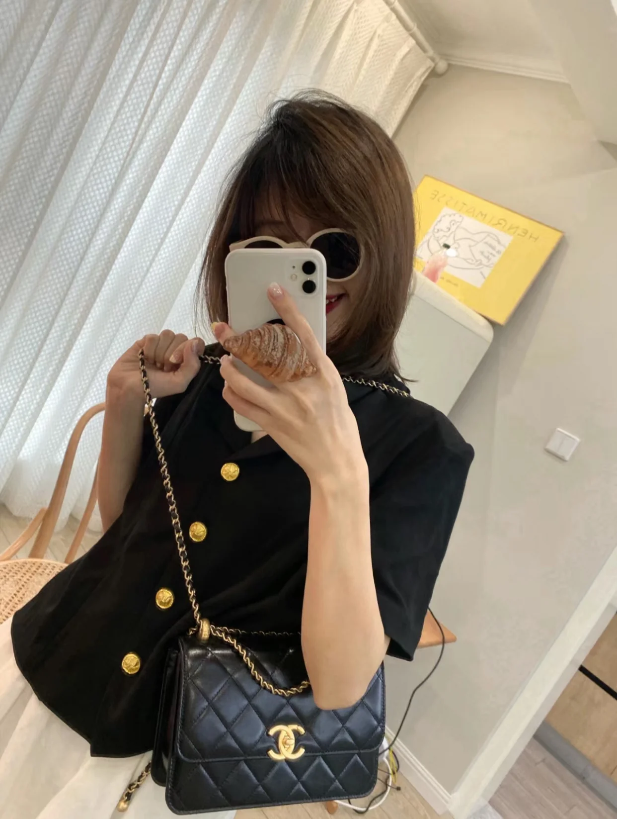 Chanel 24c Double Gold Ball CF Black