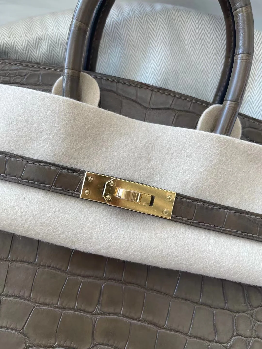 Сумка Hermes Birkin 25m1 Angelica Grey с золотой пряжкой
