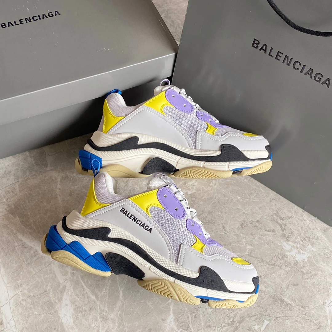 Кроссовки Balenciaga Triples Sporty Chunky желто-фиолетового цвета