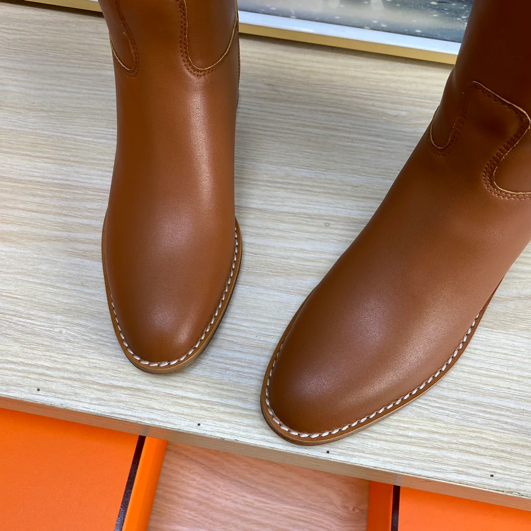 Длинные сапоги Hermes 2024 - коричневые