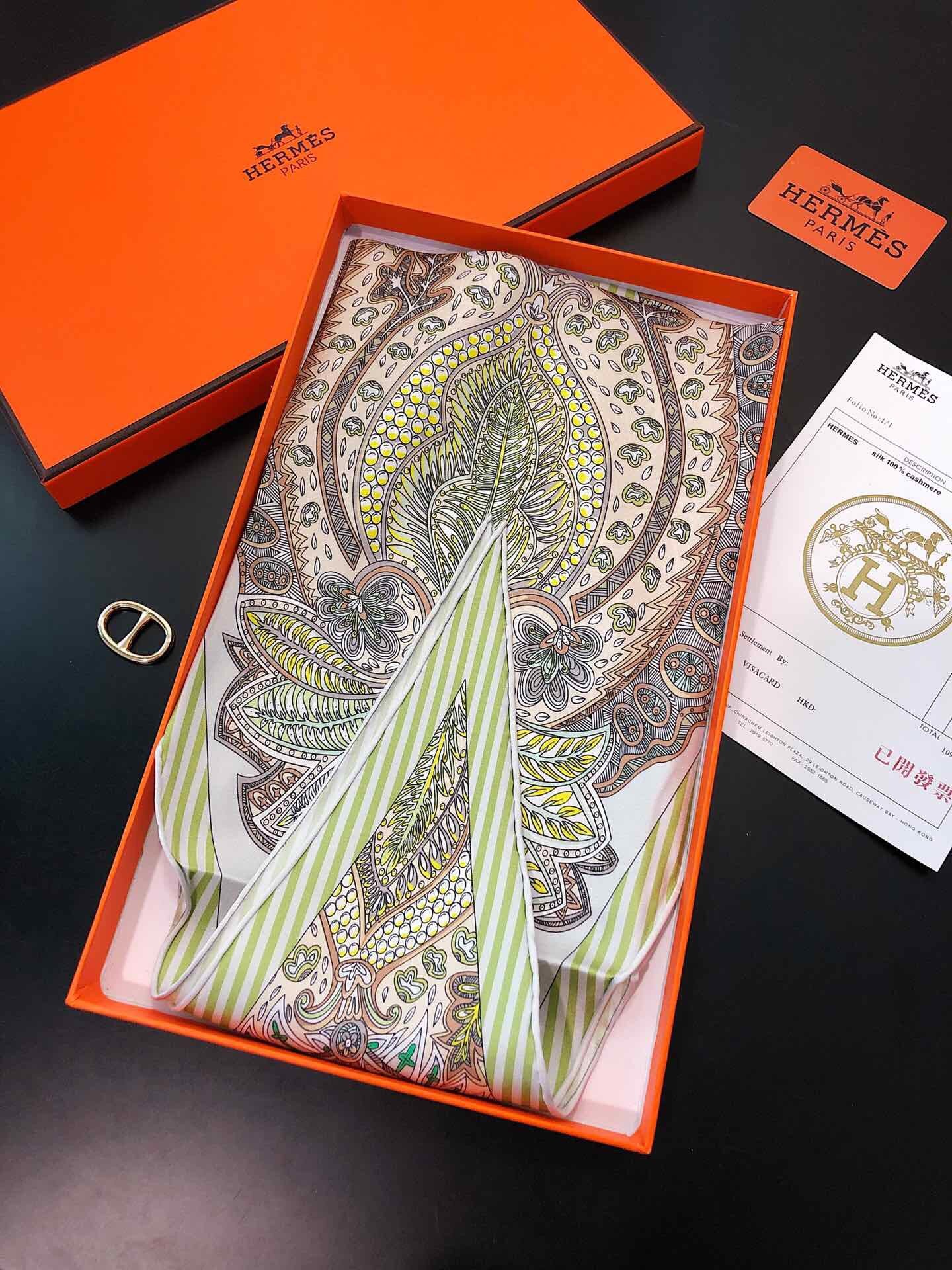 Hermes - Новейший шарф Garden Diamond - 100% - Твиловый шелк - 43 - 115 см - 1