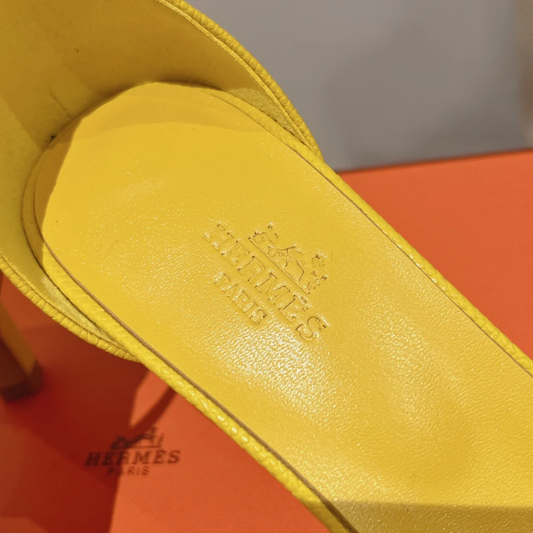 Hermes - Элегантные сандалии на высоком каблуке - 7 см - Желтые