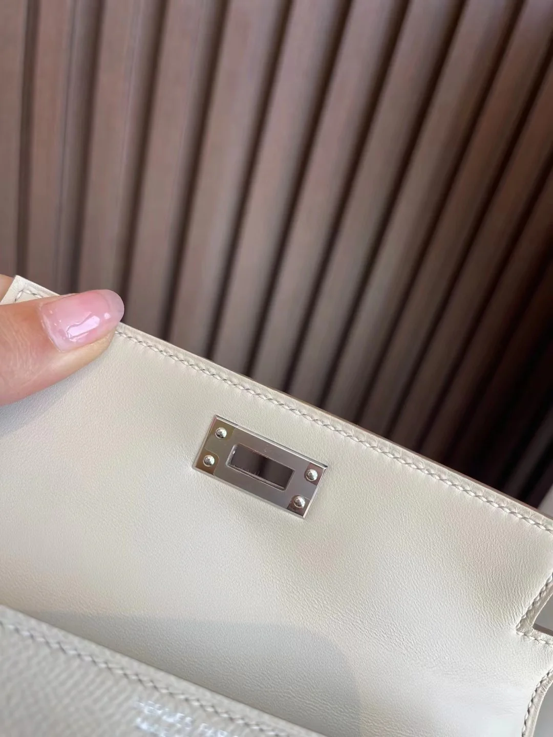 Hermes Kelly Mini 2nd Generation Epsom Milkshake White Silver Buckle