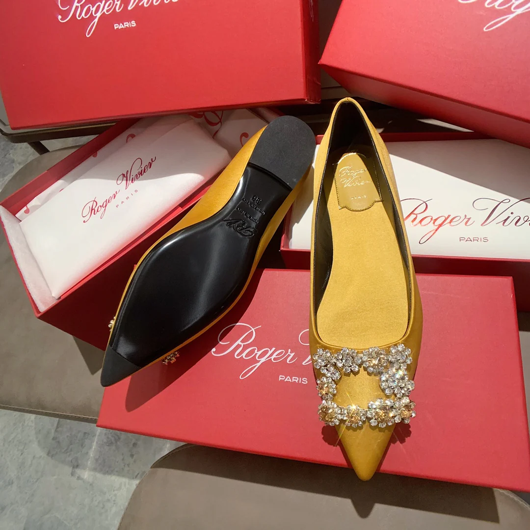 RV - Плоское дно - Шелк с застежками из страз - Желтый