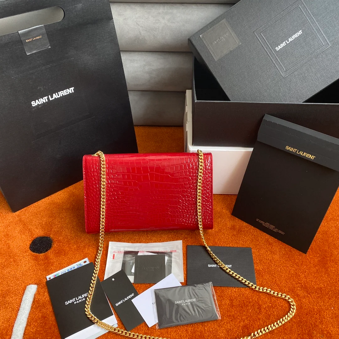 Сумка YSL Kate с цепочкой и крокодиловым принтом - Средний размер - 6