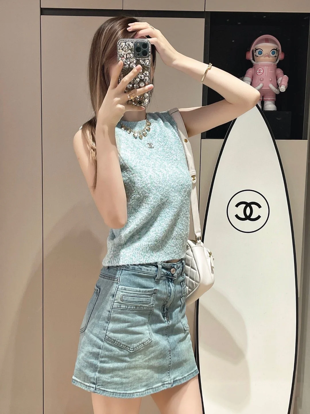 Вязаный жилет Chanel 2403 цвета ?макарон? — синий