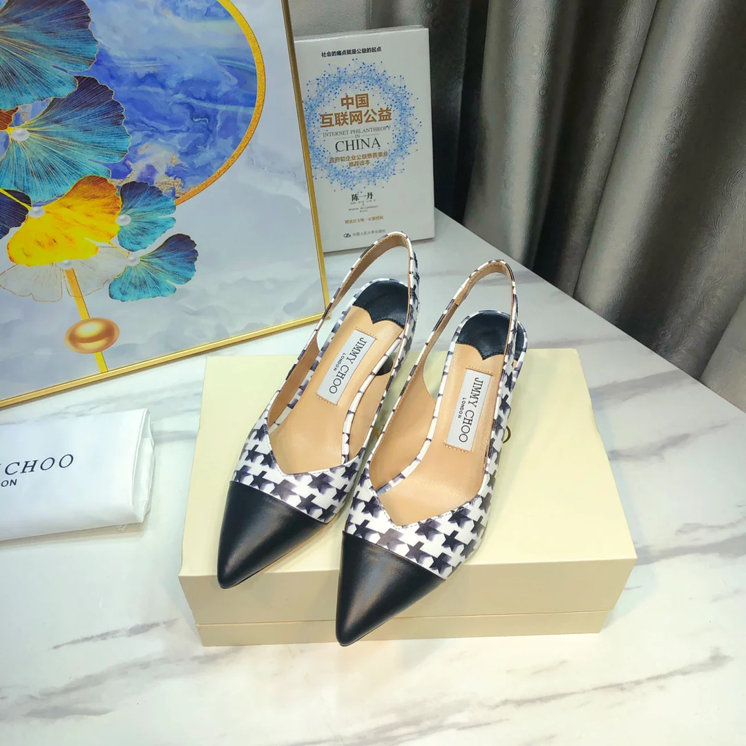 Сандалии на низком каблуке Jimmy с узором ?гусиная лапка?