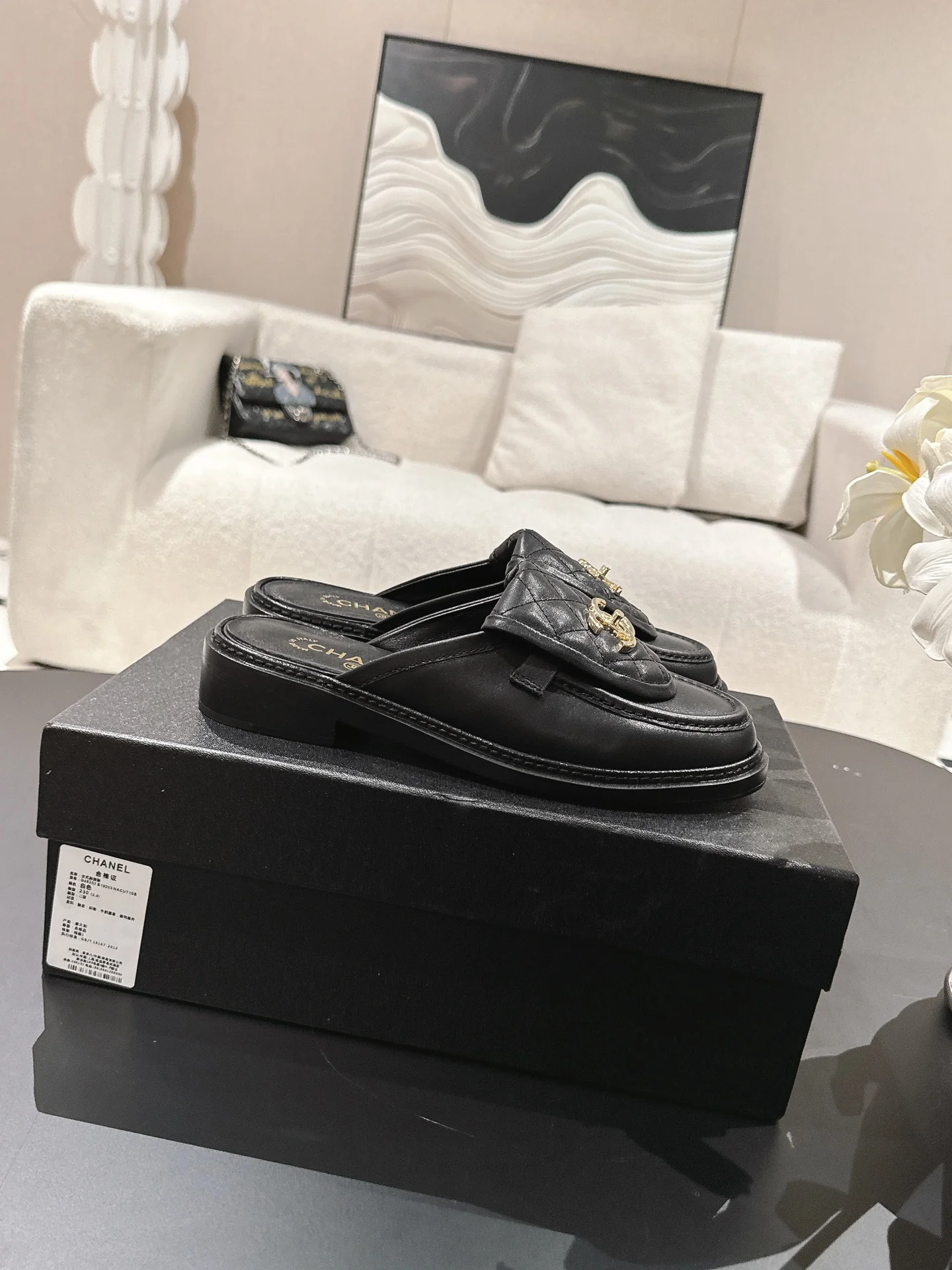 Сандалии Chanel 2024 в клетку - черные