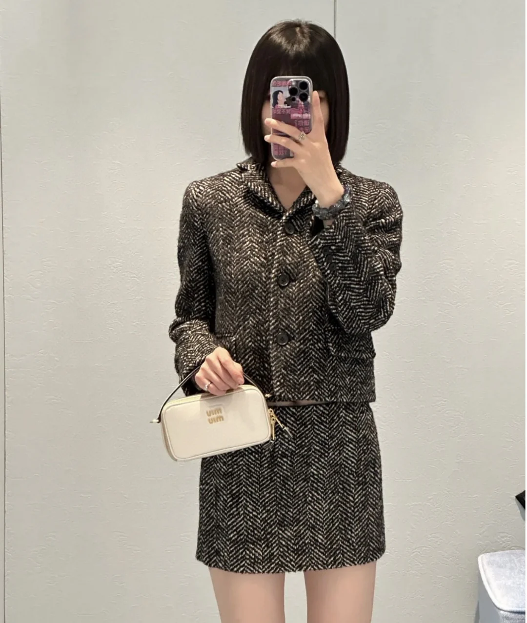 Miu Miu - Сумка/кроссбоди для фотоаппарата, осенне-зимняя коллекция - Полностью белая кожа