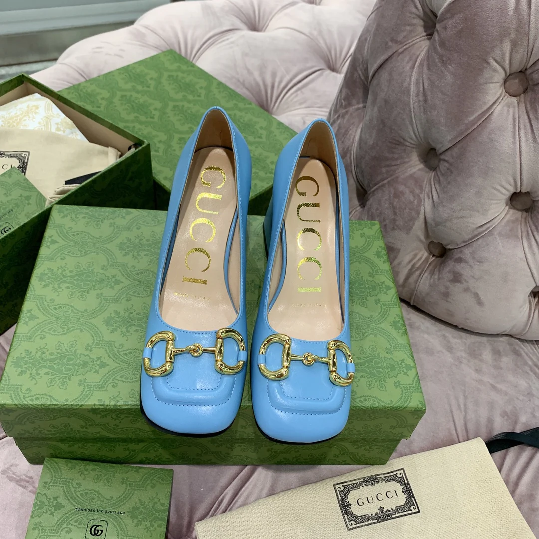 Туфли Gucci в стиле ретро с квадратным носком и массивным каблуком - 1