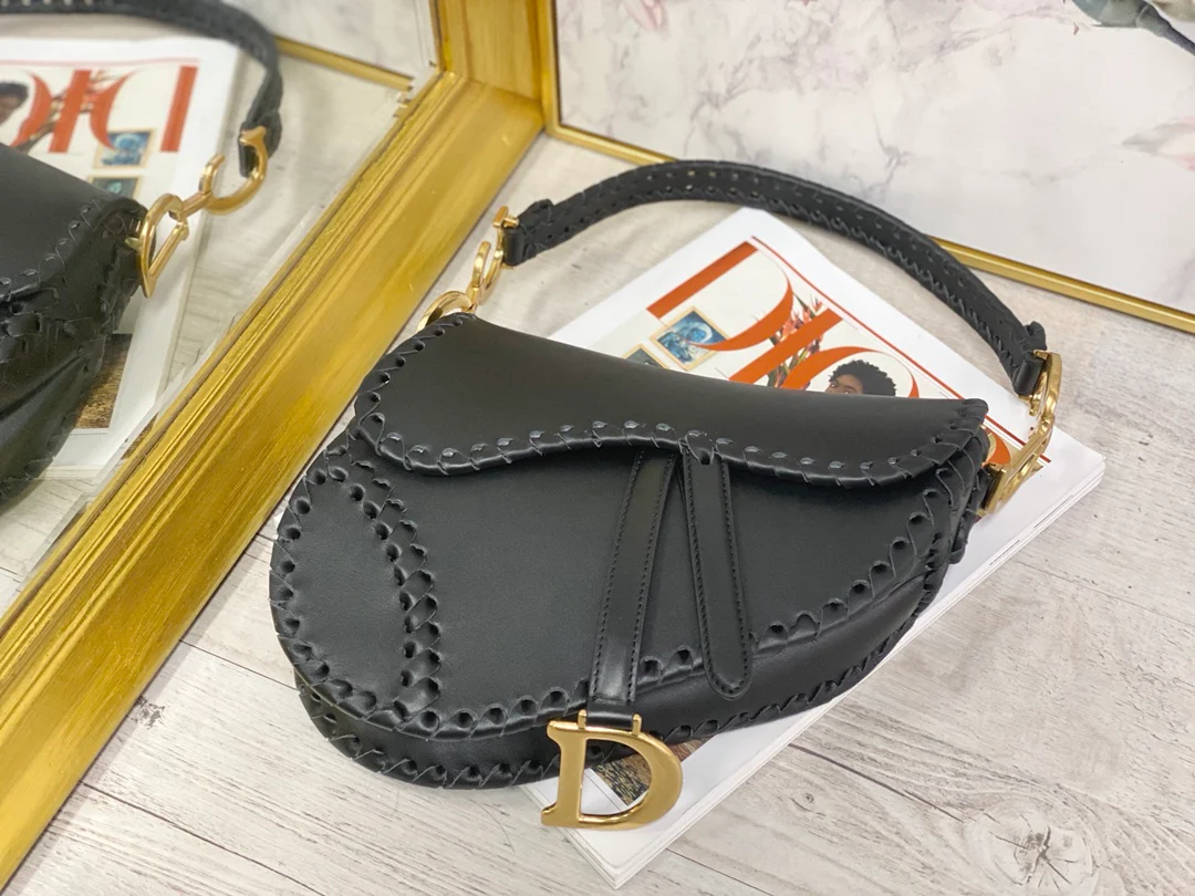 Сумка Dior Saddle Bag - плетеная - большая, черная - 25 см