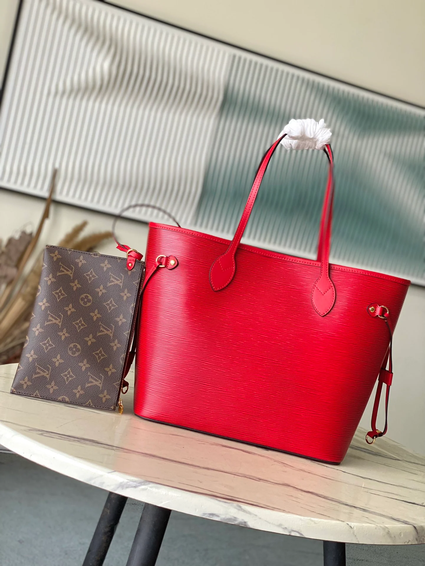 Сумка LV-m12195-neverfull-mm, красная