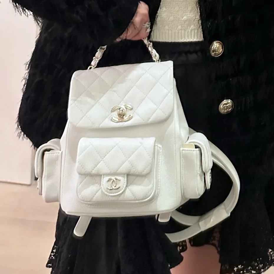 Chanel - Новая маленькая сумка через плечо Tank Duma - Два боковых кармана - Белая - 1