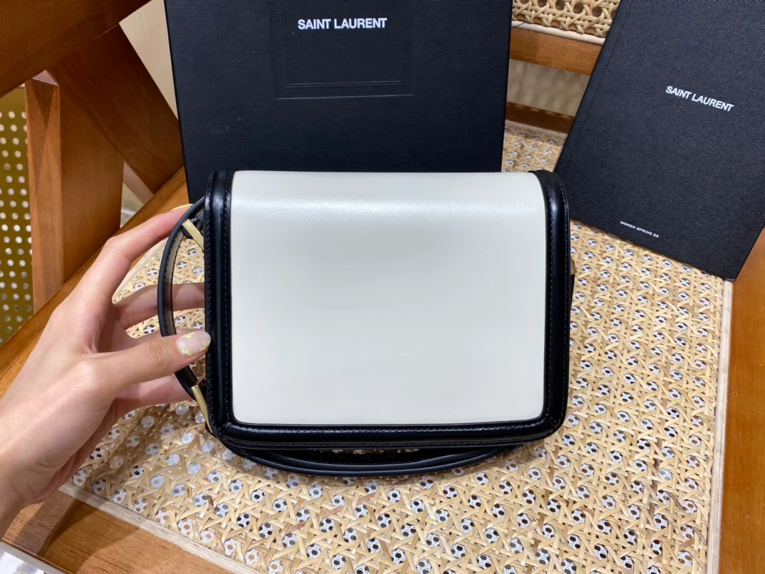 Сумка-мешок YSL Solferino Tofu Bag - бело-черная - 18 см
