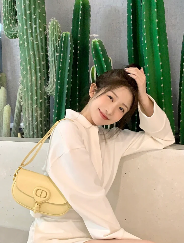 Сумка Dior Bobby Series East-West-Underarm Bag бежевого цвета.