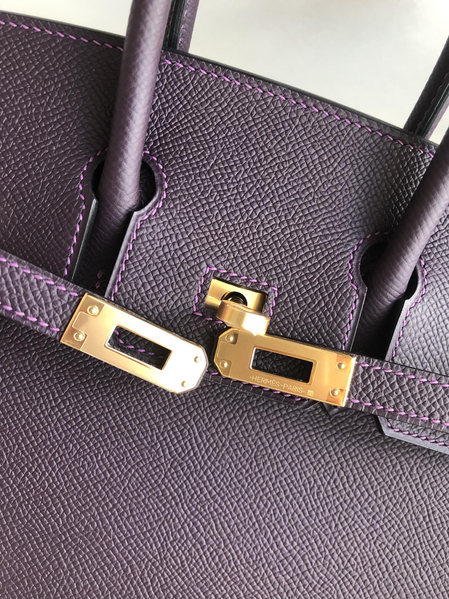 Пряжка Hermes Kelly 25 Epsom Grape Purple Gold