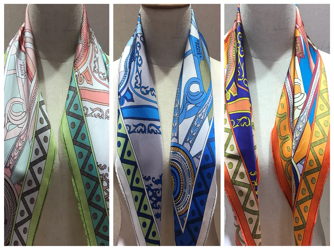 Hermes - Новейший шарф Garden Diamond - 100% - Твиловый шелк - 43 - 115 см - 5