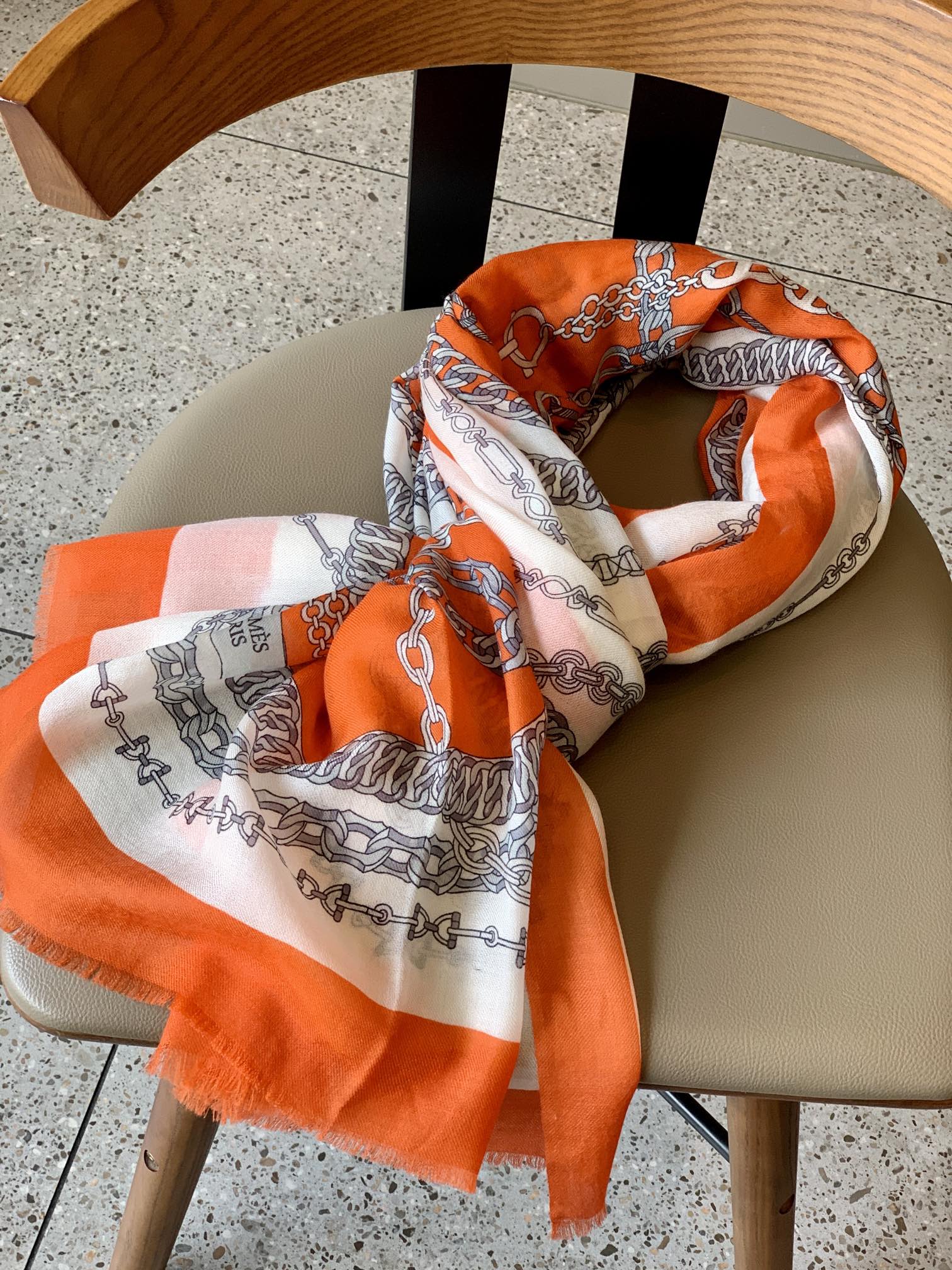 Шарф-цепочка Hermes - 100-200 см - 100 см - высококачественный кашемир - 1