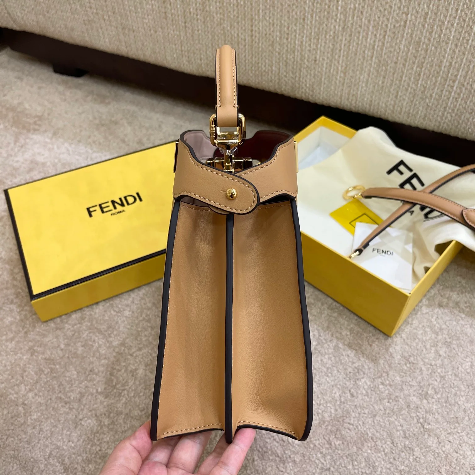 Fendi-peekaboo-i-see-u-small-light brown