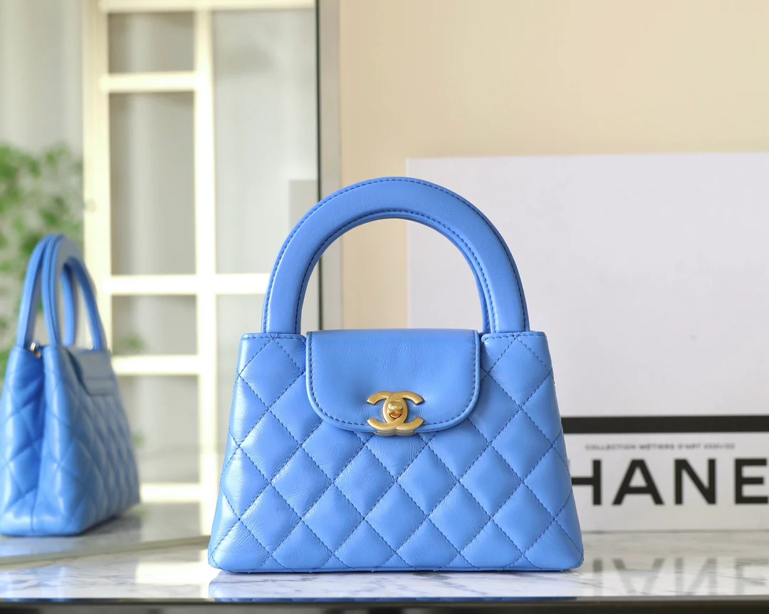 Сумочка Chanel Kelly на цепочке, большая - аквамаринового цвета