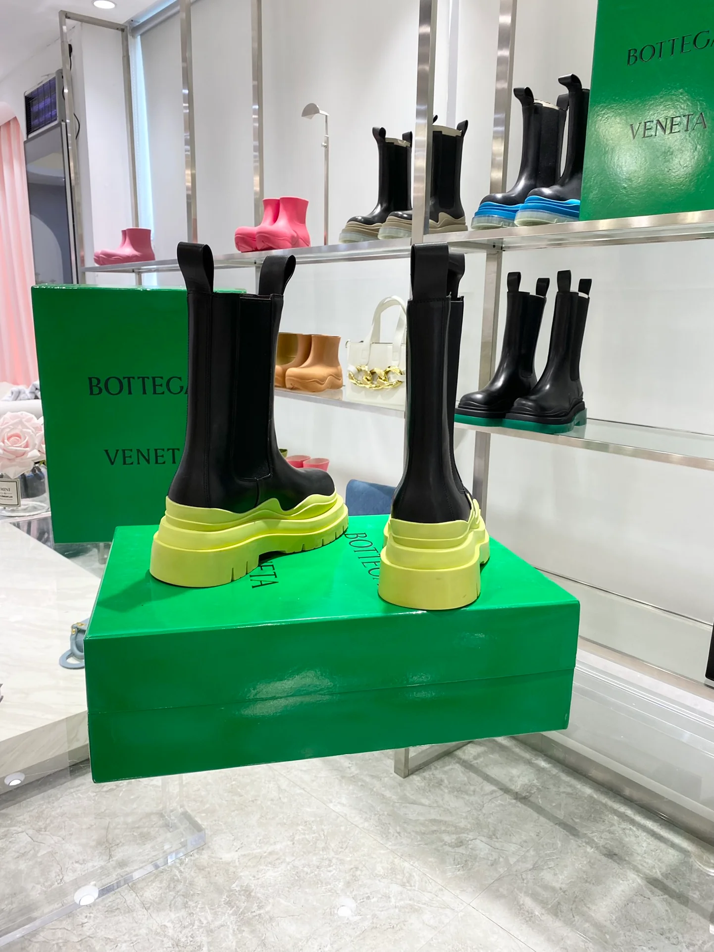 Обувь BV - BV - желтая подошва - до середины икры - ботинки Martin на платформе - 1