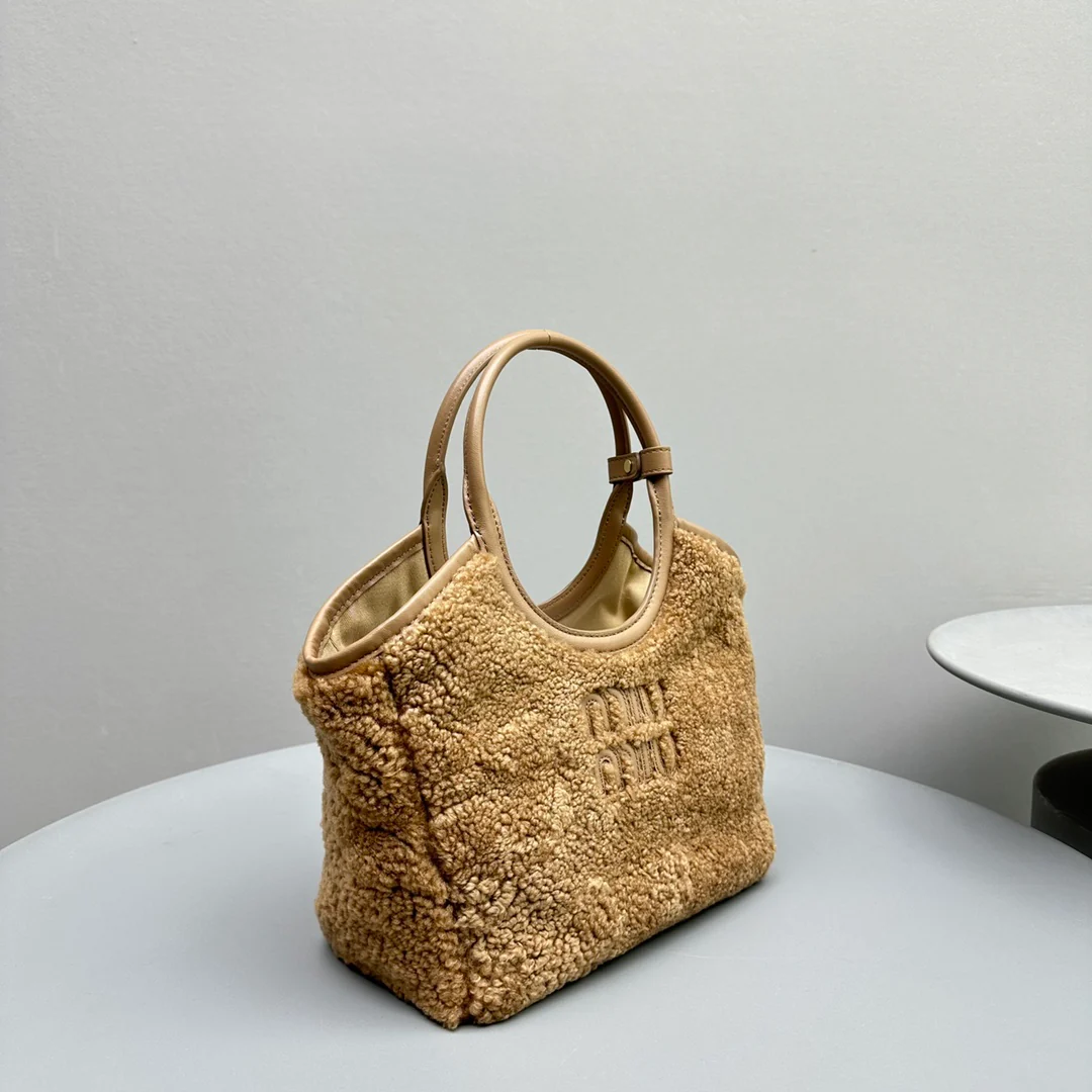 Сумка-тоут Miu Miu Ivy - овечья шерсть - маленькая - коричневая