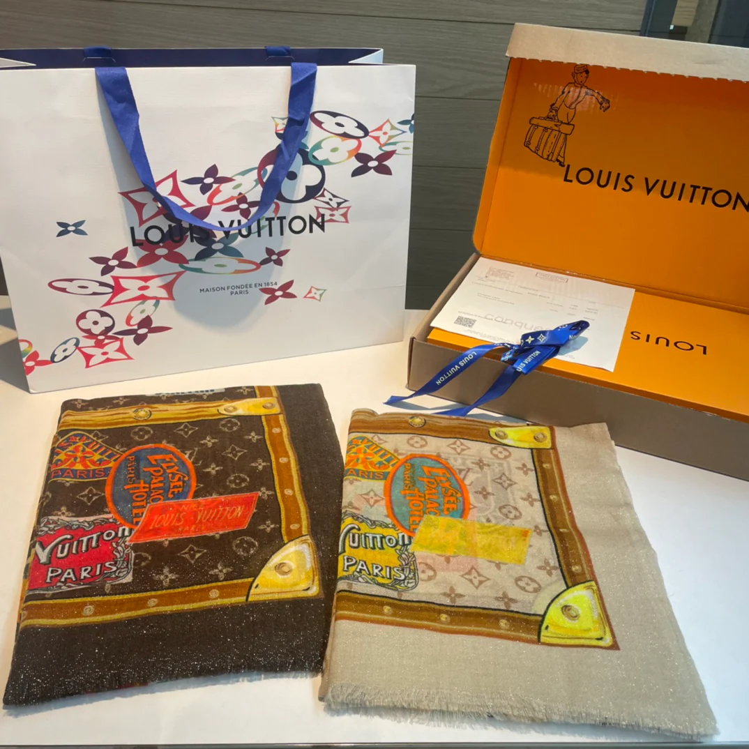 Шарф LV-2024 с буквенным узором, 110-200-желтый