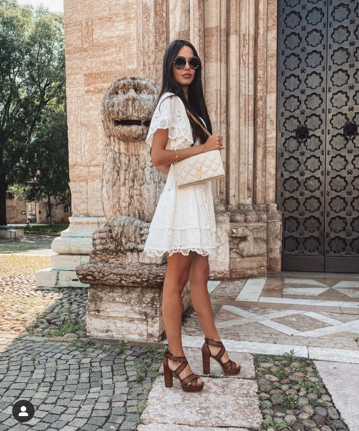 Сумка YSL-Becky из овечьей кожи с ромбовидной стёжкой и цепочкой