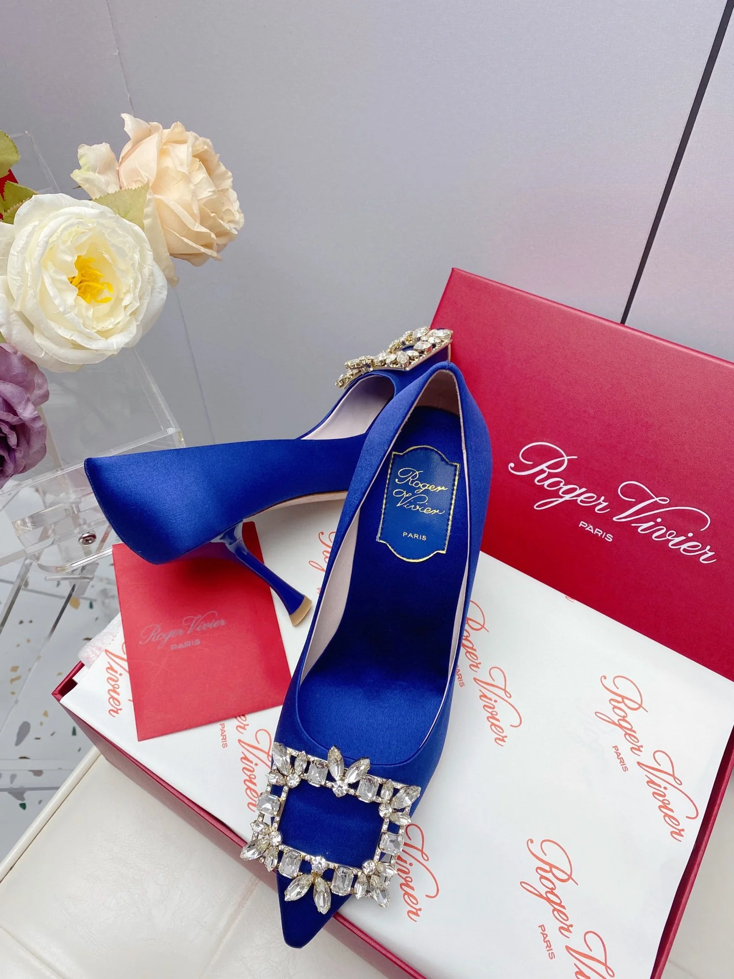 Обувь RV Shoes - Новинка ранней весны 2023 года - Туфли на высоком каблуке с пряжкой в ??виде снежинки - Синие