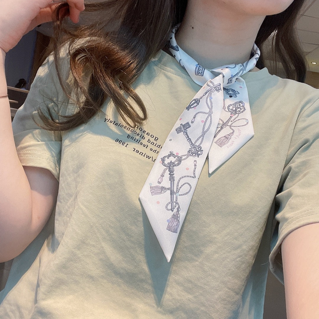 Шарф-слип Hermes Twilly Polka Dot Key - 5-86 см, 100% шелковый твил, двусторонний